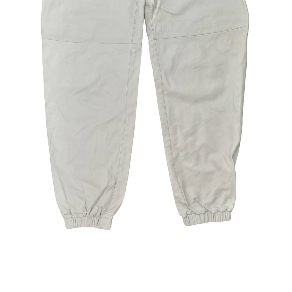 Longchamp White Italian Lamb Leather Pants Tapered Joggers High Rise Pants Sz 36 - Picture 5 of 15